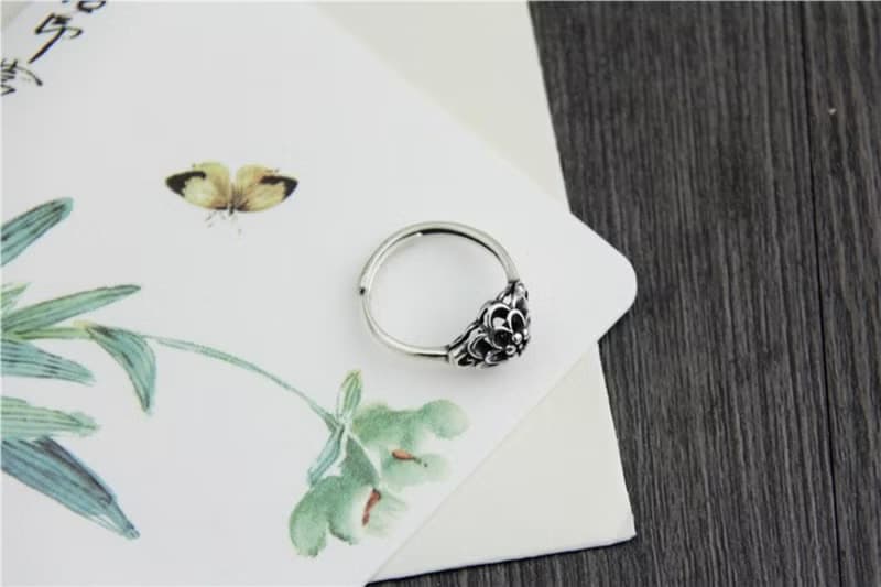 Real S 925 Thai Sterling Silver Women Handmade Flower Rings Vintage Ethnic Open