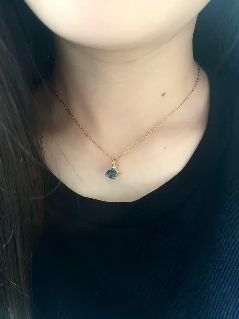 天然石英石 倫敦藍 玫瑰 雪花玻璃球項鍊【野玫瑰之淚】