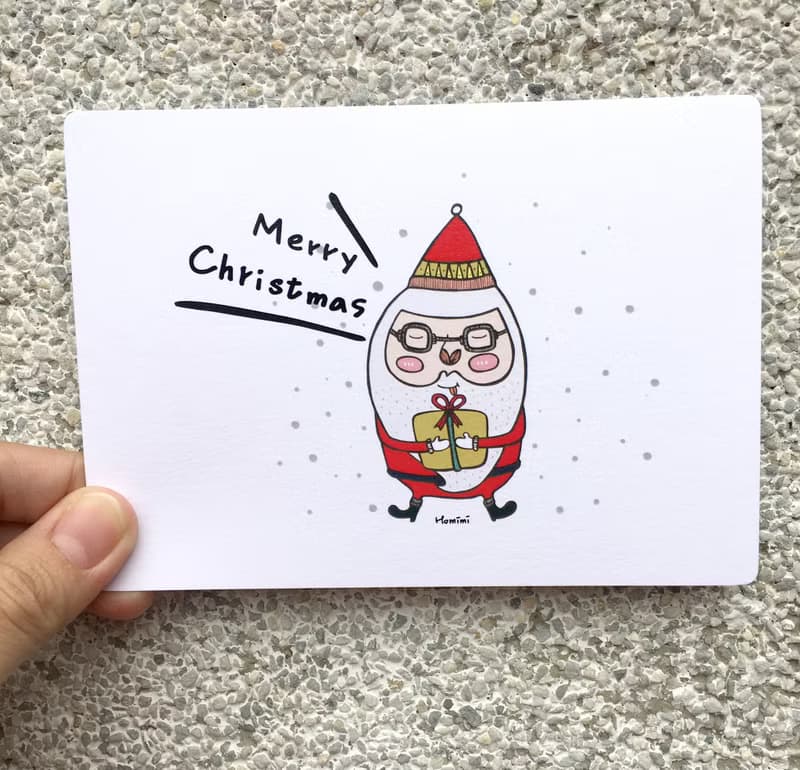 插畫手寫明信片- 聖誕老公公