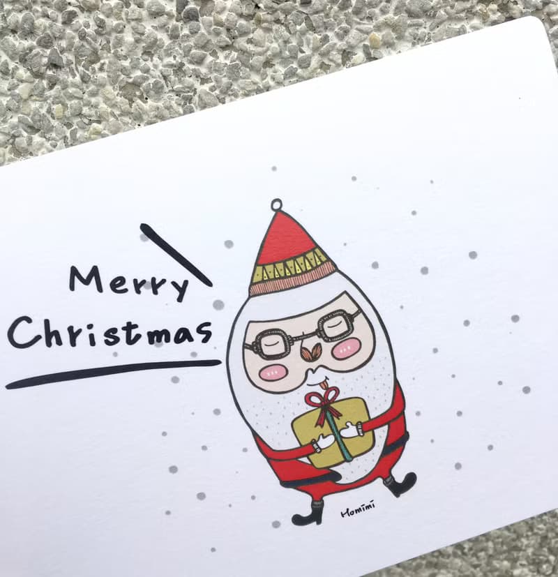 插畫手寫明信片- 聖誕老公公