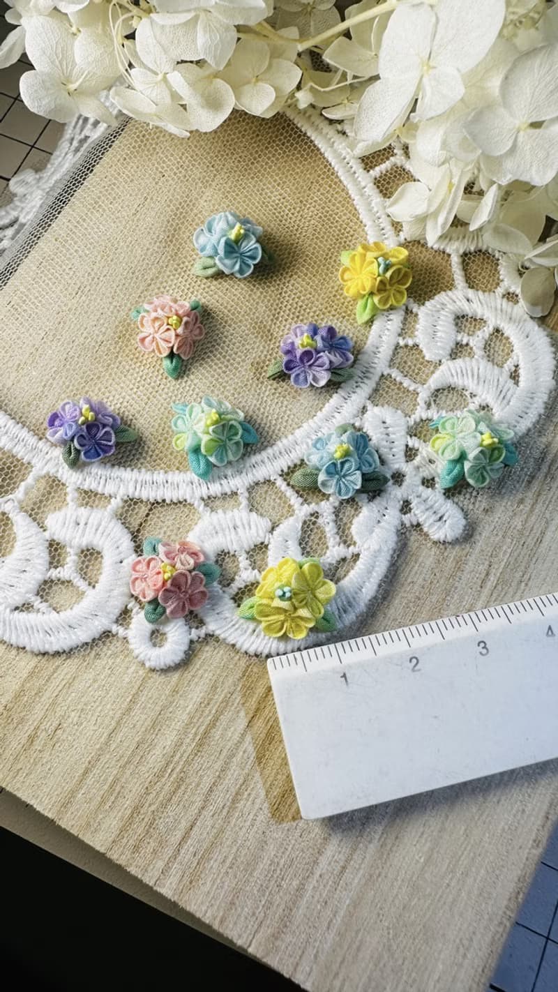 紫式 日系捧花耳釘 細工花布花