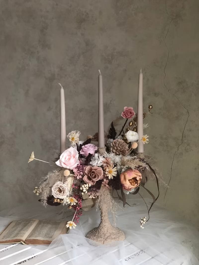 【竒花】法式浪漫永生燭台 乾燥花禮 生日禮物 情人節 開幕喬遷禮