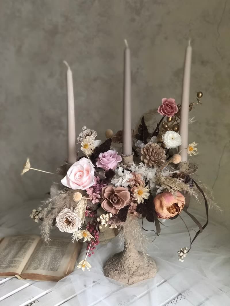 【竒花】法式浪漫永生燭台 乾燥花禮 生日禮物 情人節 開幕喬遷禮