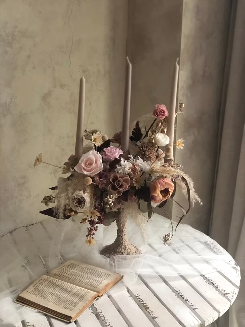 【竒花】法式浪漫永生燭台 乾燥花禮 生日禮物 情人節 開幕喬遷禮