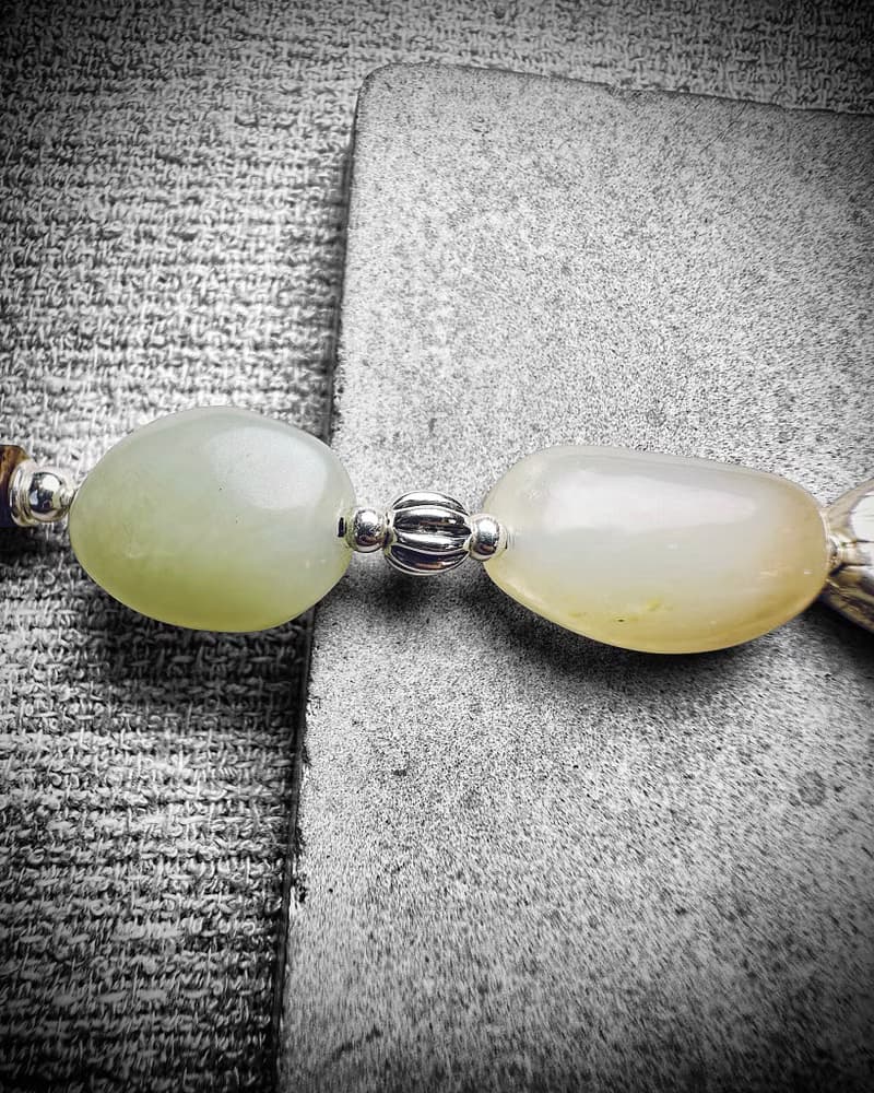 和田青白玉 隨形銀製手鍊