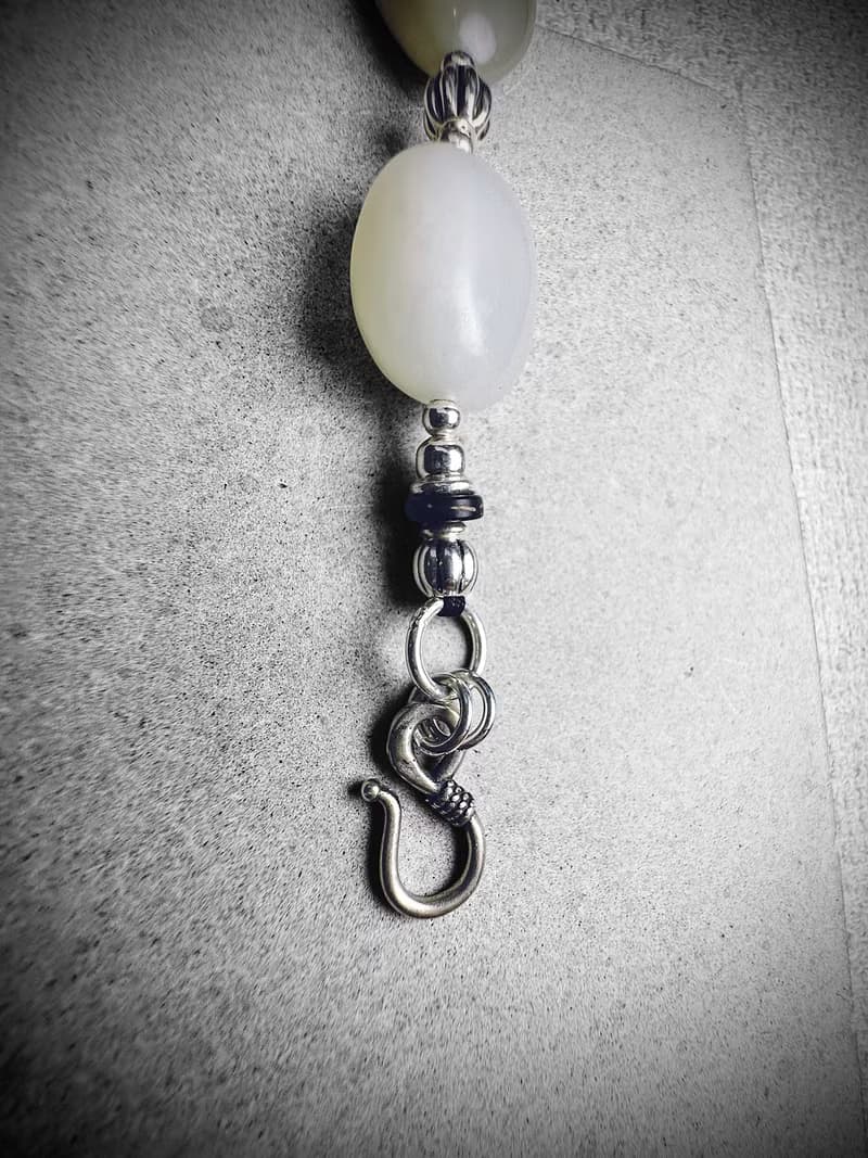 和田青白玉 隨形銀製手鍊