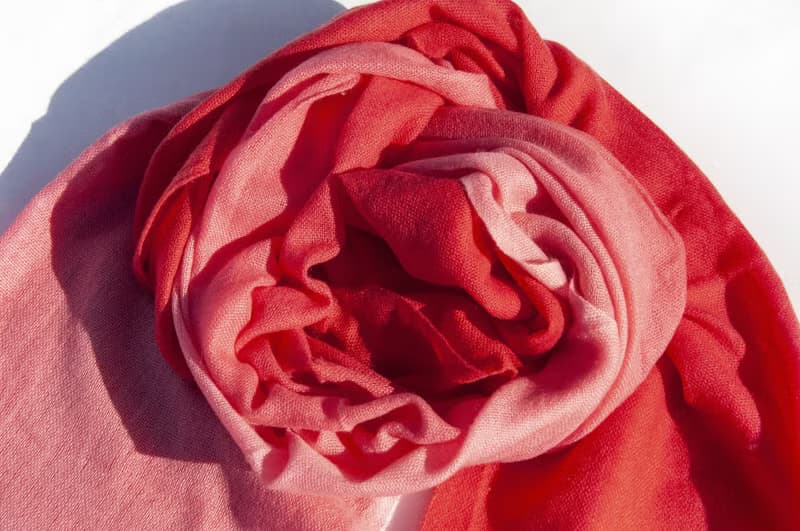 喀什米爾Cashmere/羊絨圍巾/純羊毛圍巾披巾/戒指絨披肩-草莓漸層