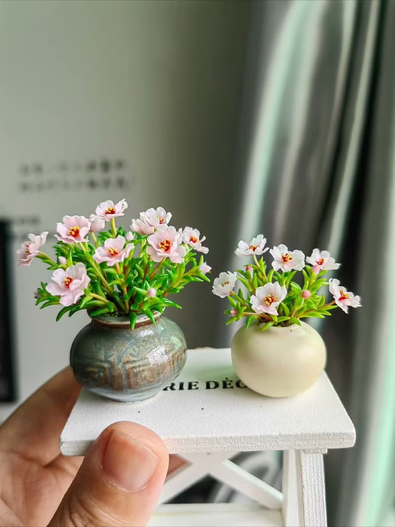 微縮黏土太陽花半枝蓮迷你盆栽