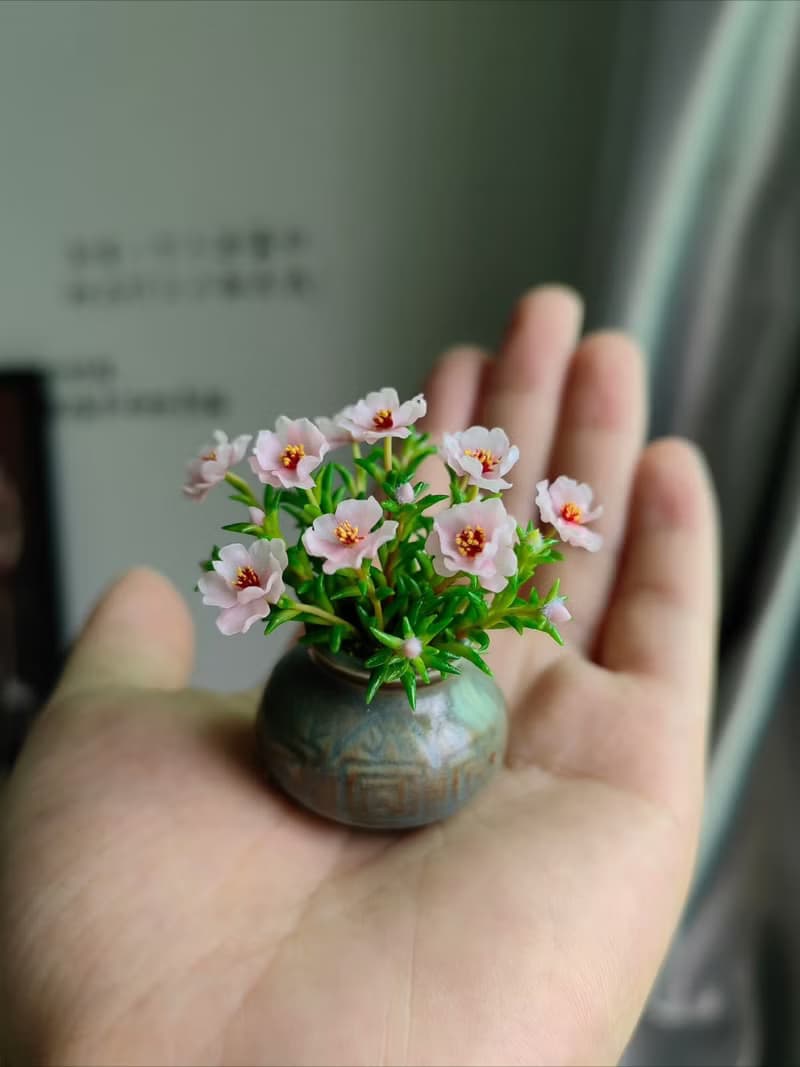 微縮黏土太陽花半枝蓮迷你盆栽