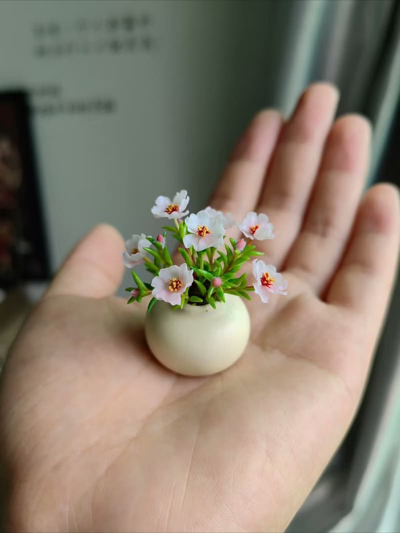 微縮黏土太陽花半枝蓮迷你盆栽