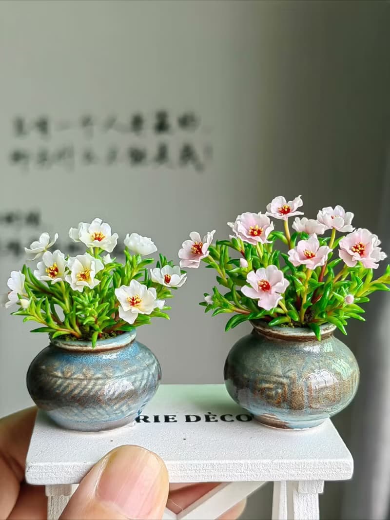 微縮黏土太陽花半枝蓮迷你盆栽
