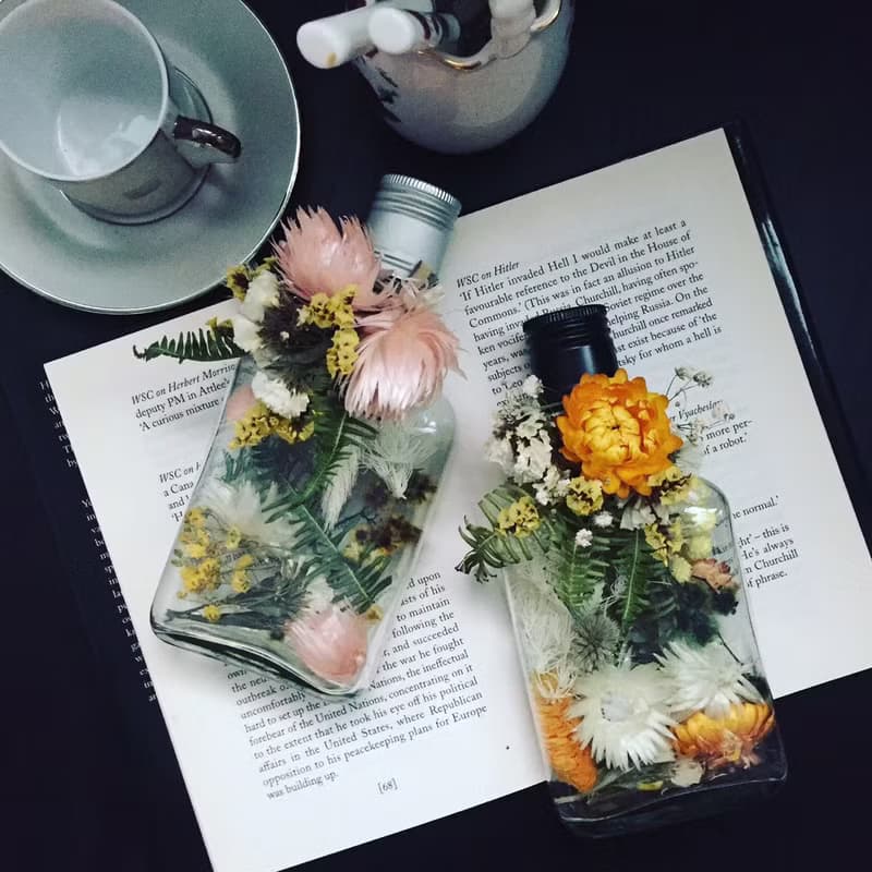 【永生花|乾燥花】永恆酒瓶花信夜燈—不再漂流|三種亮法|溫暖色