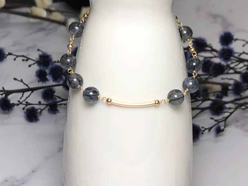 快速出貨14kgf注金  14Kgf手鍊 天然藍髮晶手鍊