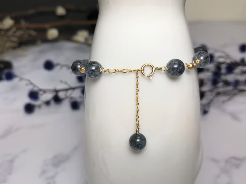 快速出貨14kgf注金  14Kgf手鍊 天然藍髮晶手鍊