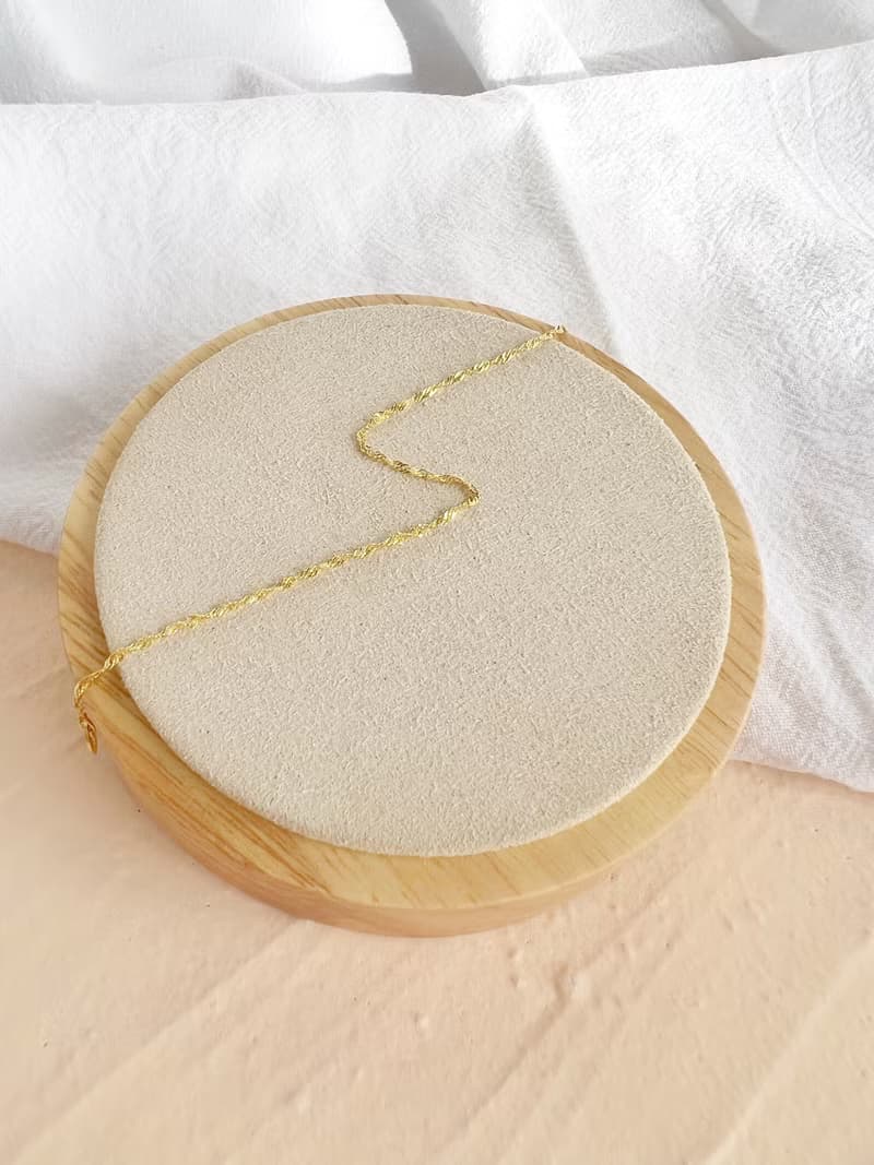 【情人節禮盒】925純銀金色翻轉細手鍊－波光 # 純銀 多層次 超細