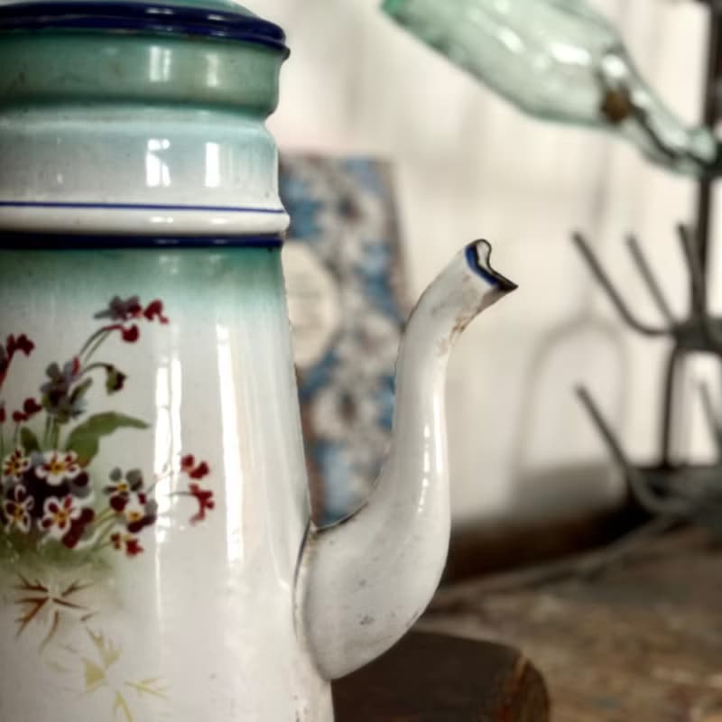 30973法國古董琺瑯咖啡壺French antique enamel coffee pot