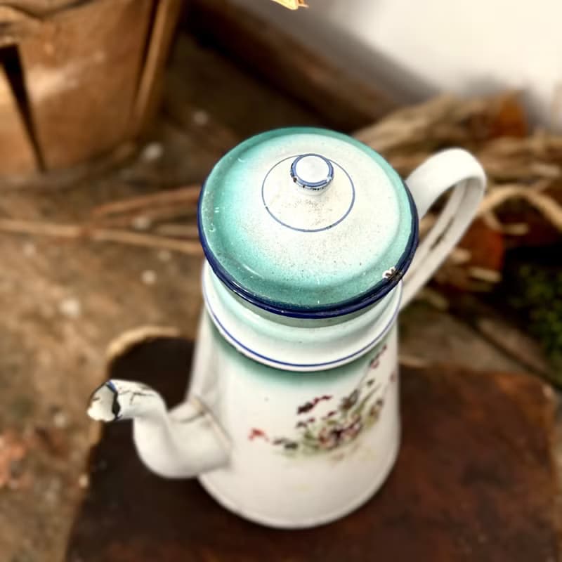 30973法國古董琺瑯咖啡壺French antique enamel coffee pot