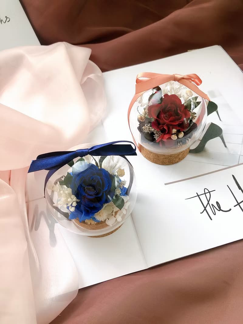 永生花 玻璃罩 永生玫瑰花 乾燥花 紀念日禮物 祝賀禮物 盆花