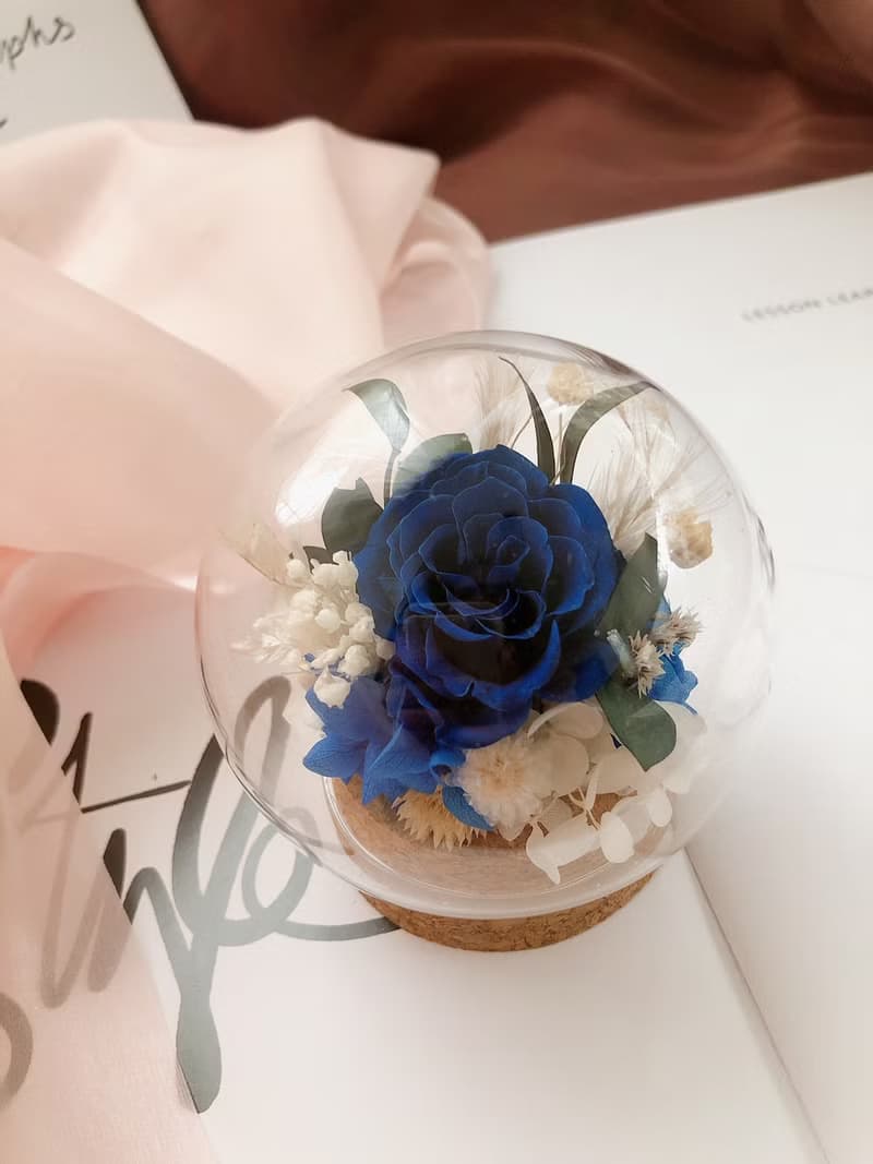 永生花 玻璃罩 永生玫瑰花 乾燥花 紀念日禮物 祝賀禮物 盆花
