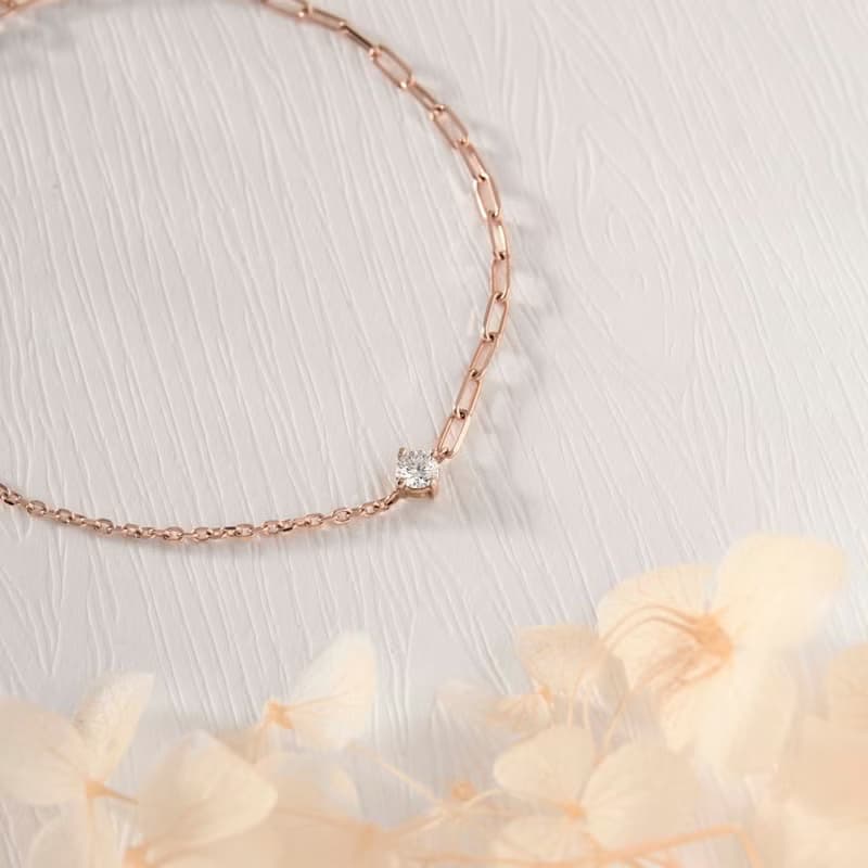 18K  單鑽 鑽石手鍊 百搭