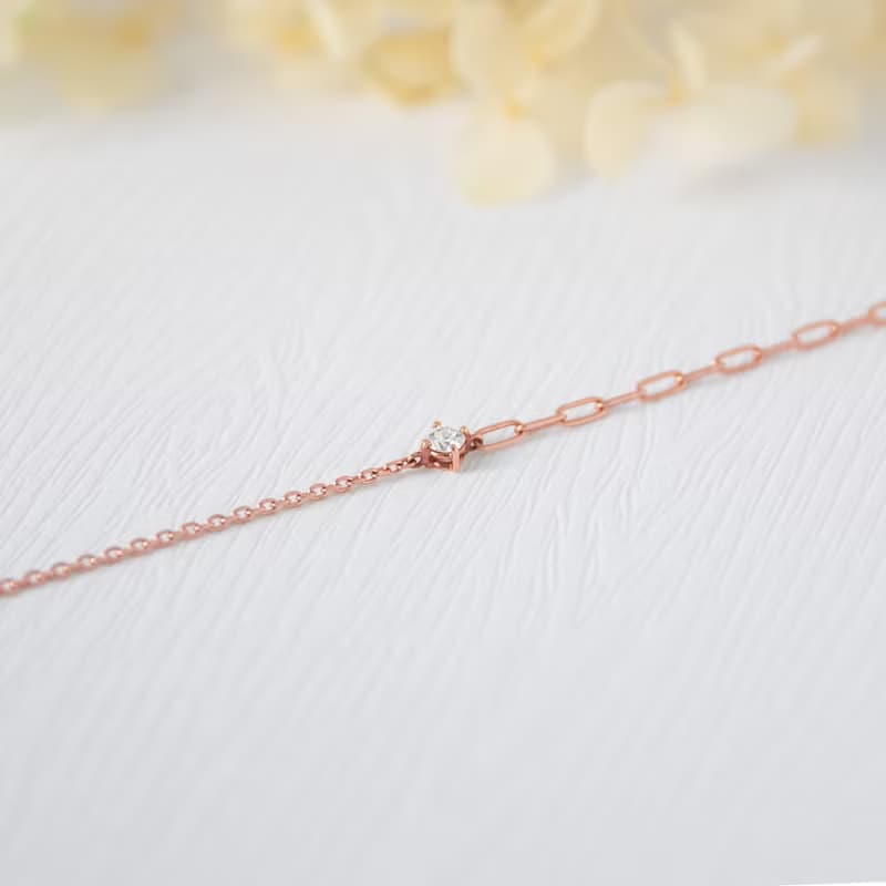 18K  單鑽 鑽石手鍊 百搭