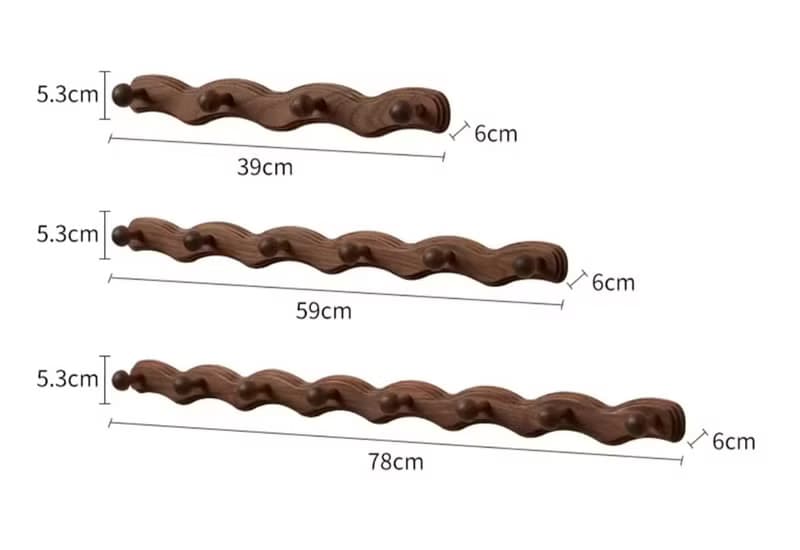 波浪掛衣桿 牆上衣帽收納掛鉤 實木衣架