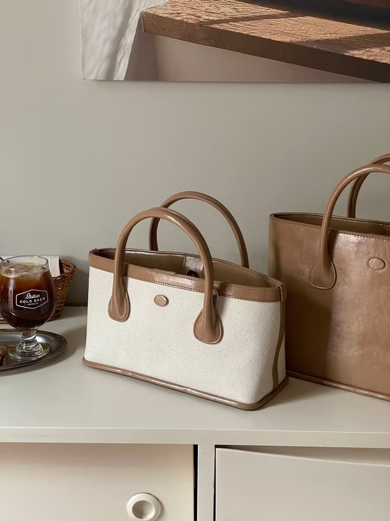 韓國 The Ally | AMY/MINI AMY BAG (附小袋) | 米色 |帆布斜背包