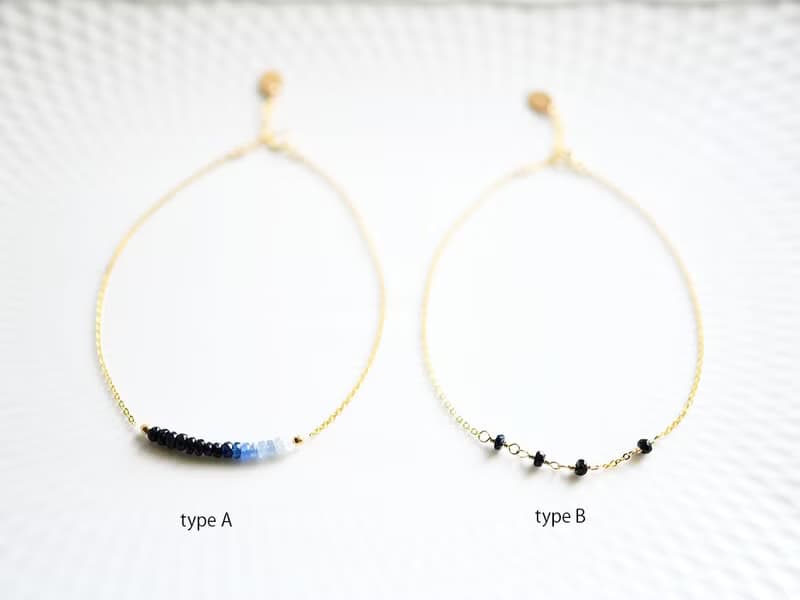 目標を貫徹する助けとなる石 ブルーサファイアのアンクレット　2タイプ 9月誕生石