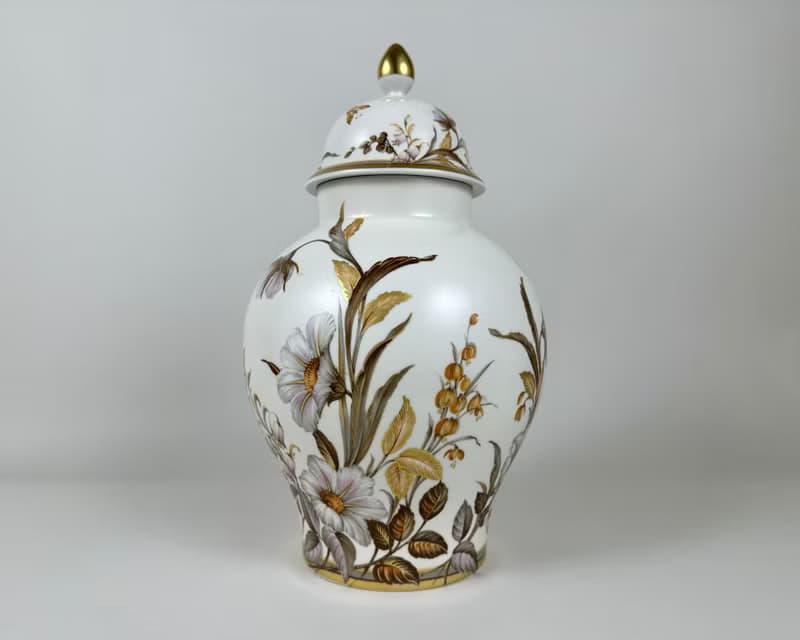 帶蓋陶瓷薑花瓶 Kaiser 夏日盛開 德國 1979-1990