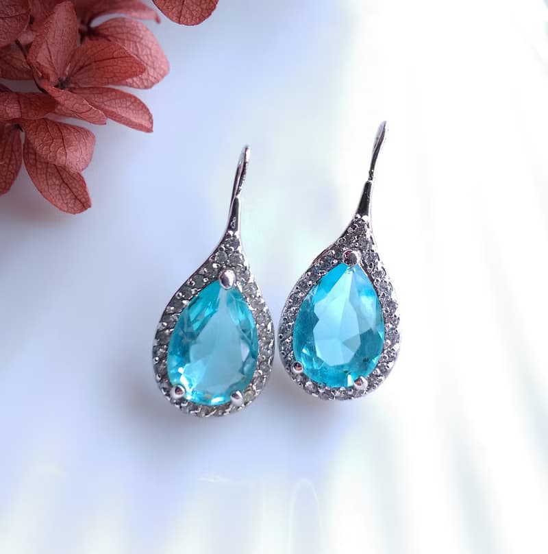 Vintage Jewelry 西洋古董飾品 藍沁 水滴 針式耳環