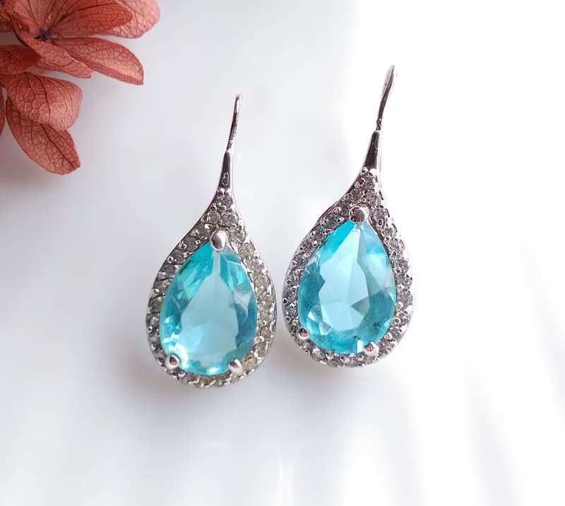 Vintage Jewelry 西洋古董飾品 藍沁 水滴 針式耳環