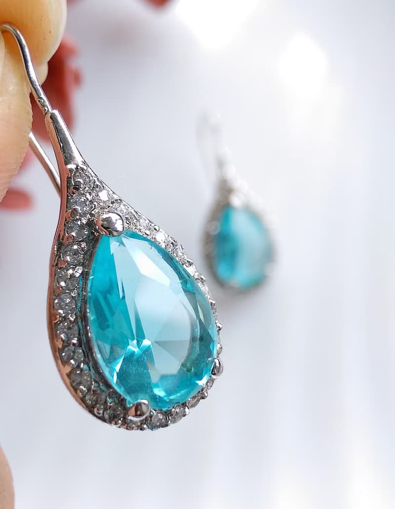 Vintage Jewelry 西洋古董飾品 藍沁 水滴 針式耳環