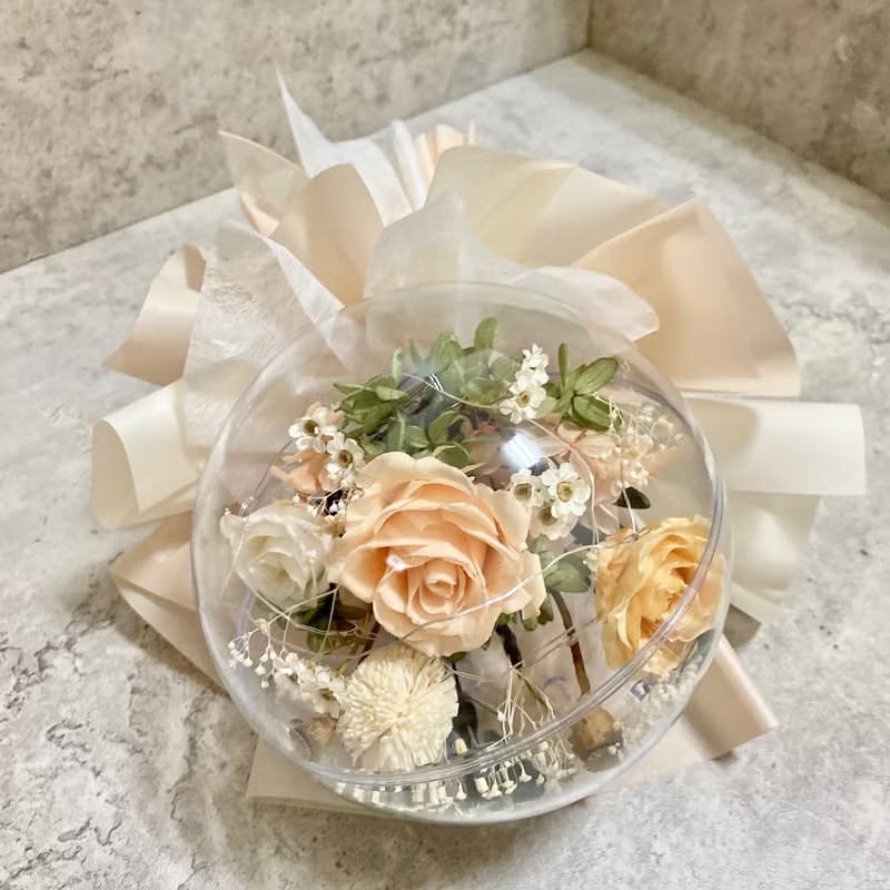 波波球永生花束直徑14cm 乾燥花夢幻造型花禮設計