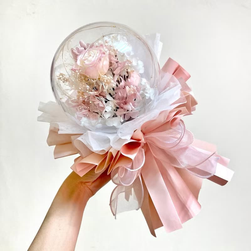 波波球永生花束直徑14cm 乾燥花夢幻造型花禮設計