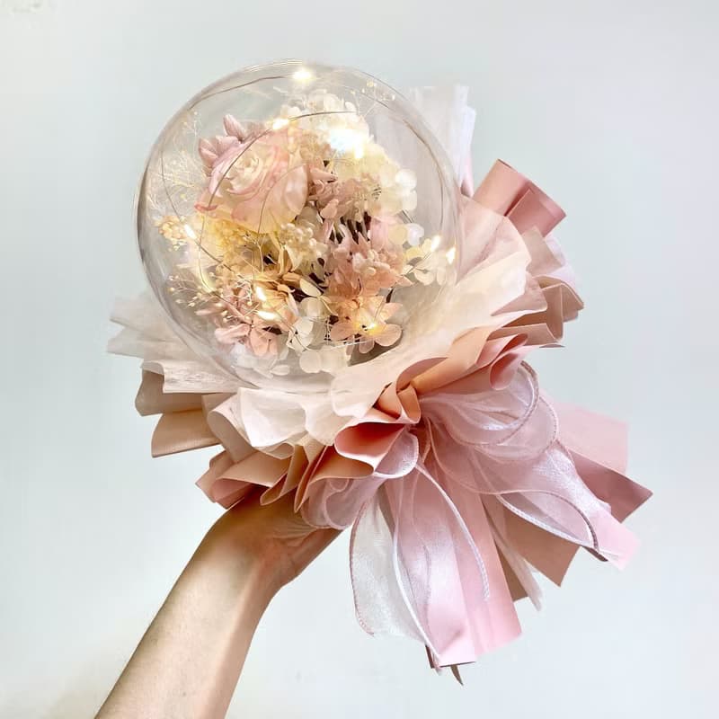 波波球永生花束直徑14cm 乾燥花夢幻造型花禮設計