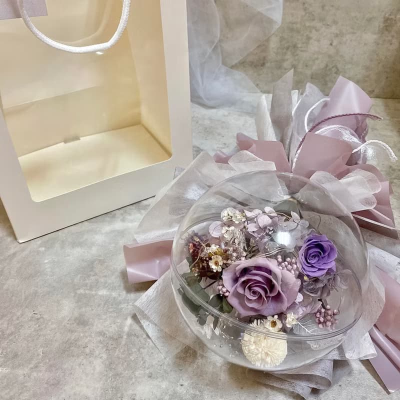 波波球永生花束直徑14cm 乾燥花夢幻造型花禮設計