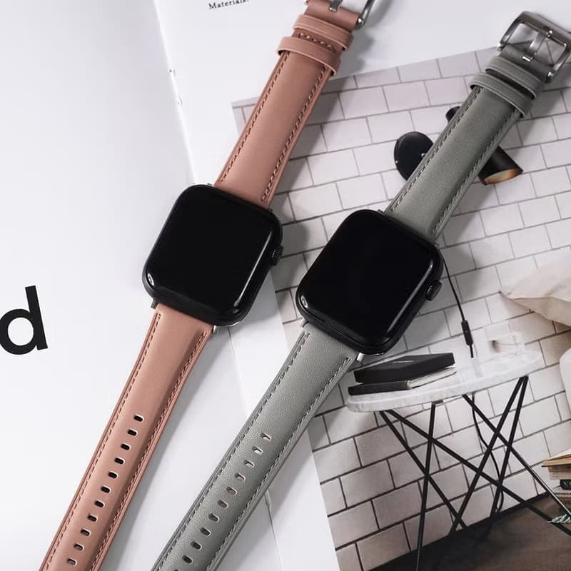 Apple watch - 【熱銷上百條】同色車線真皮蘋果錶帶