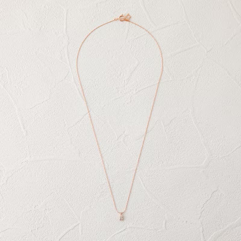 drop zirconia necklace PG ニッケルフリーネックレス キュービックジルコニア　しずく型　ドロップ　ピンクゴールド