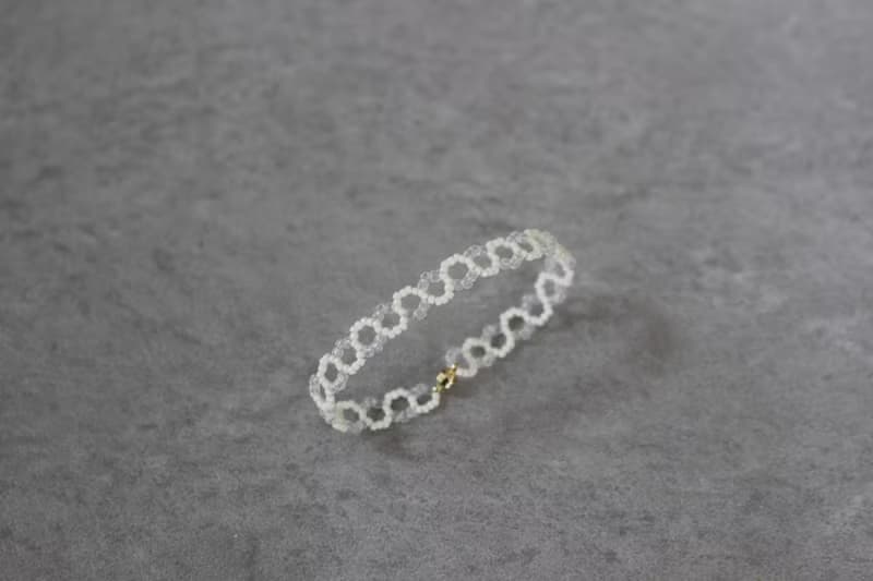 ビーズブレスレット　【　naminami　】　シロ　マグネット金具