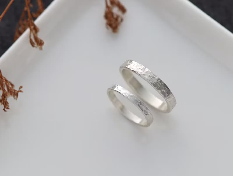 ni.kou 純銀 不規則紋路 情侶戒 婚戒 對戒