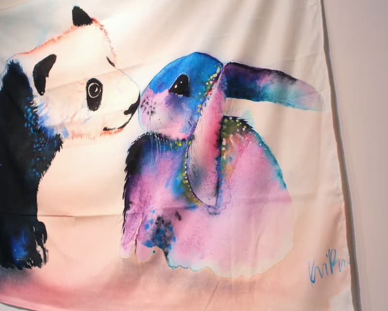 Panda; Bunny Love-壁幔Wall Tapestry-牆壁裝飾 壁畫 居家佈置