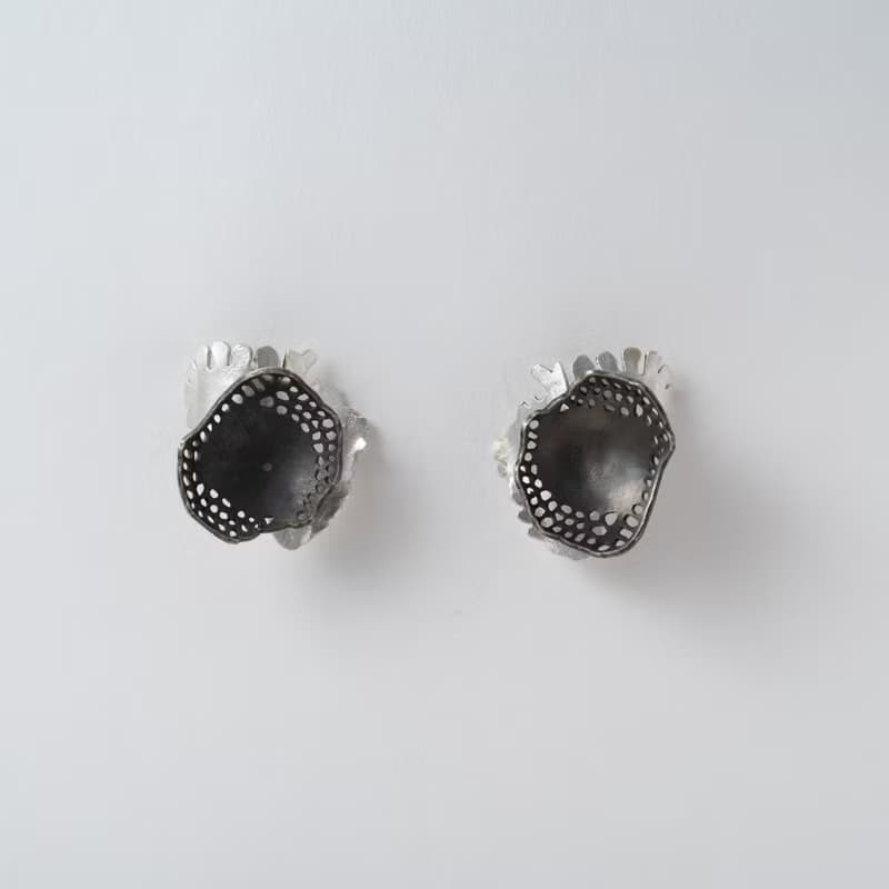 手工珊瑚靈感耳環 - 黃銅與純銀打造- 自然系海洋風藝術飾品