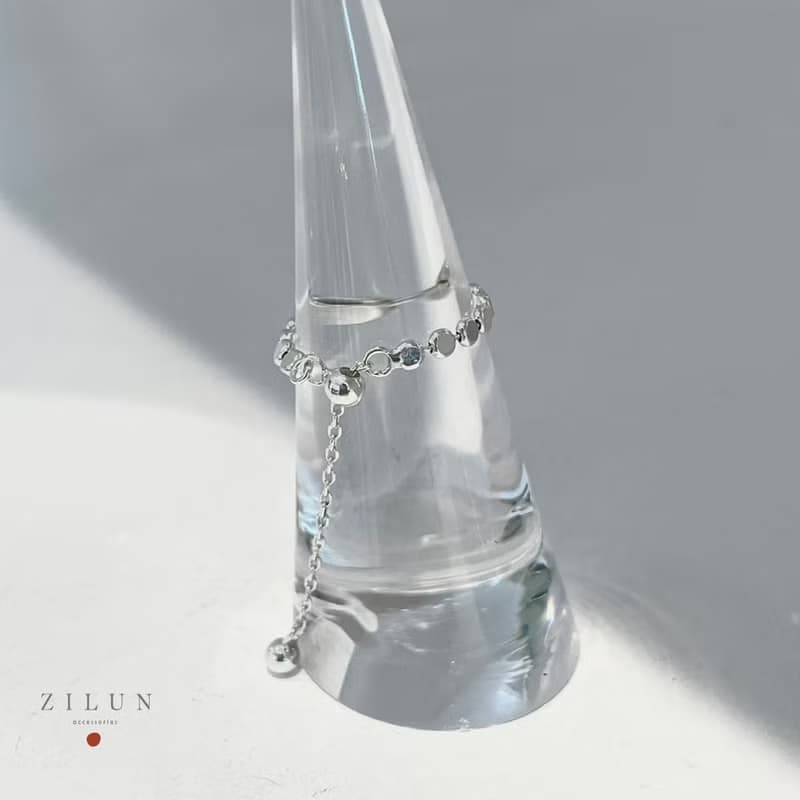 │簡約│雪點 • 扁珠 • 可調式鍊戒 • 純銀戒指 • 925silver