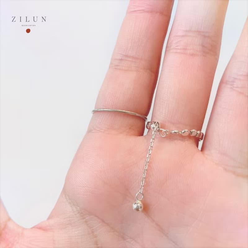 │簡約│雪點 • 扁珠 • 可調式鍊戒 • 純銀戒指 • 925silver