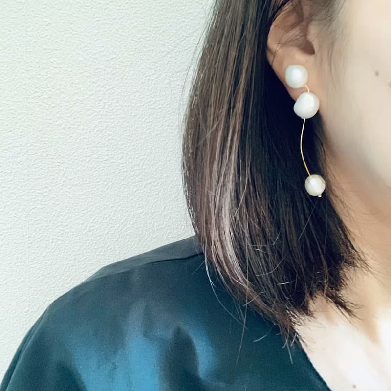 セミラウンド淡水パール ピアス(イヤリング)