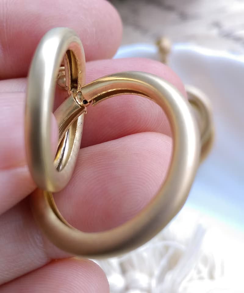 Vintage Jewelry 西洋古董飾品 啞光 垂墜 摩登雙圈 針式耳環