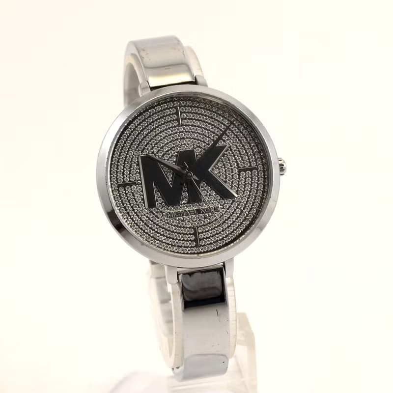 Michael Kors MK-4432 レディース クォーツ 腕時計 シルバー MKロゴデザイン クリスタル装飾 手錶 古董錶