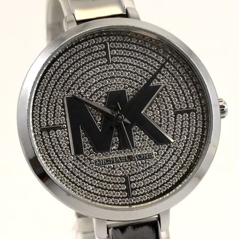 Michael Kors MK-4432 レディース クォーツ 腕時計 シルバー MKロゴデザイン クリスタル装飾 手錶 古董錶