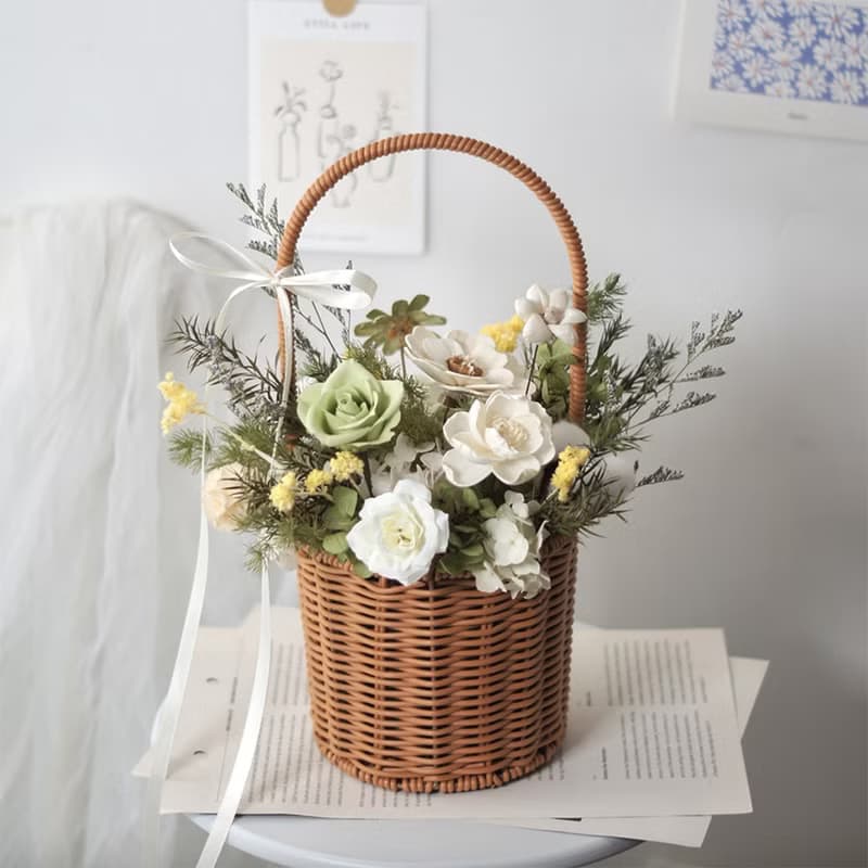 【艸弄Garden Lane Floral】野餐風格永生花提籃 (M)