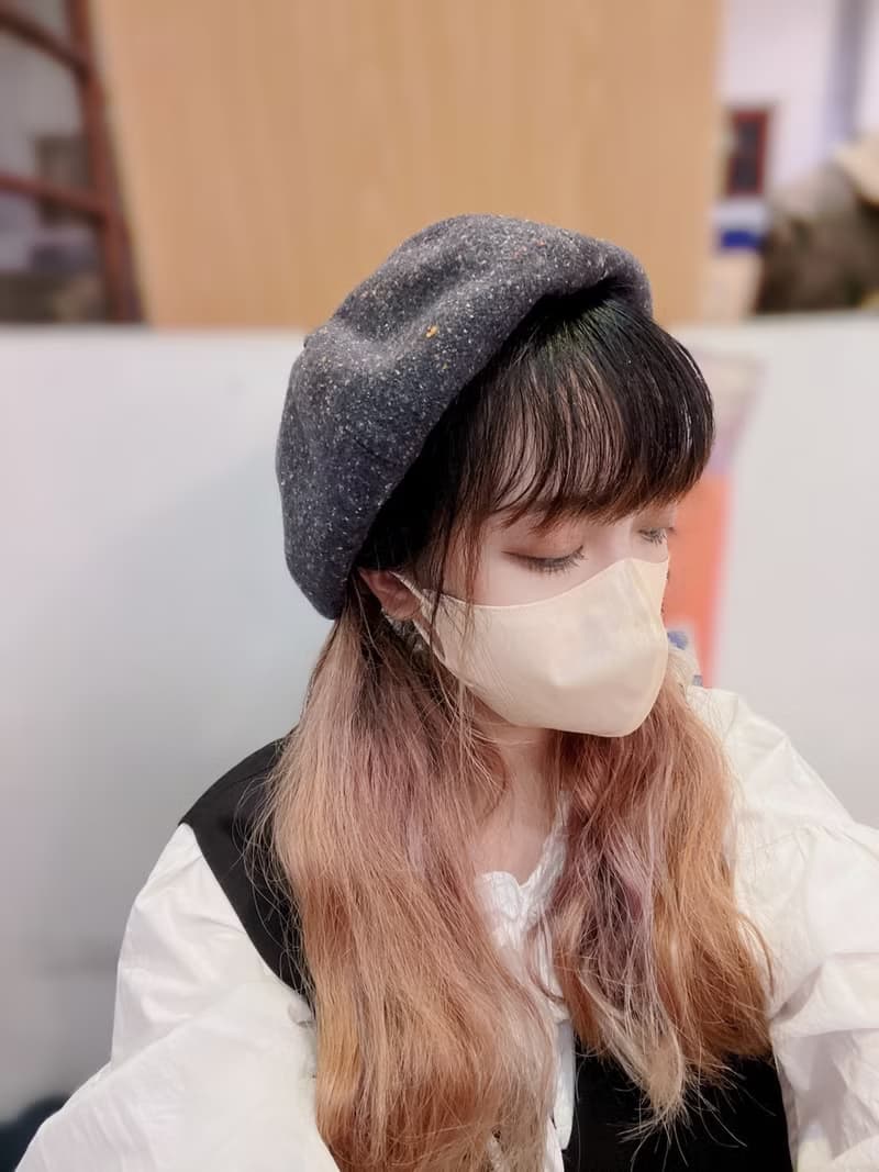 【HiGh MaLi】文青時尚南瓜帽/復古深藍彩點紗#vintage#禮物